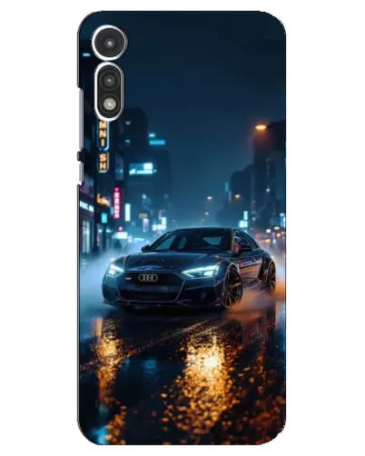 Чехол для Motorola MOTO E 2020 с картинкой «Ночной город и Audi»