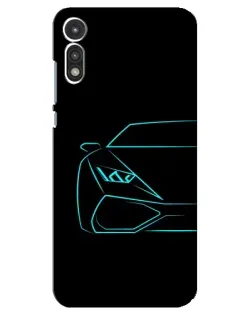 Чехол для Motorola MOTO E 2020 с картинкой «Голубой силуэт Lamborghini»