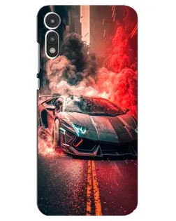 Чехол для Motorola MOTO E 2020 с картинкой «Lamborghini красный дым»