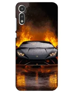 Чехол для Motorola MOTO E 2020 с картинкой «Lamborghini в огне»