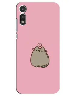 Чехол для Motorola MOTO E 2020 с картинкой «Pusheen сердце»