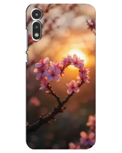 Чохол для Motorola MOTO E 2020 з картинкою «Рожевий цвіт сердечко на тлі заходу» Чохол для Motorola MOTO E 2020 з картинкою «Рожевий цвіт сердечко на тлі заходу»