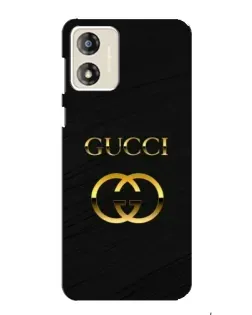 Чехол для Motorola MOTO E13 с картинкой «Золотой логотип Gucci»