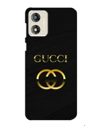 Чехол для Motorola MOTO E13 с картинкой «Золотой логотип Gucci»