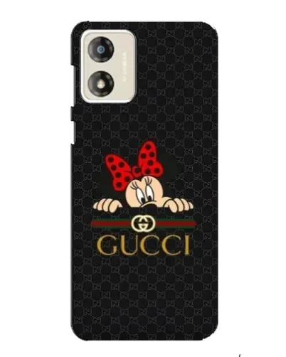 Чехол для Motorola MOTO E13 с картинкой «Минни Маус Gucci — черный»