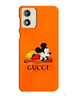 Чехол для Motorola MOTO E13 с картинкой «Микки Маус Gucci — оранж»