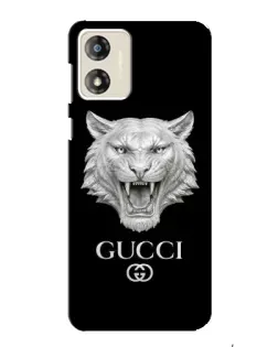 Чехол для Motorola MOTO E13 с картинкой «Gucci — серебряный лев»