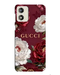 Чехол для Motorola MOTO E13 с картинкой «Gucci — бордовые розы»