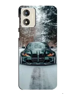 Чохол для Motorola MOTO E13 з картинкою «BMW у зимовому лісі»