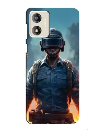 Чехол для Motorola MOTO E13 с картинкой «PUBG — реалистичный герой»