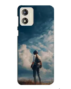 Чехол для Motorola MOTO E13 с картинкой «Герой PUBG на скале» Чехол для Motorola MOTO E13 с картинкой «Герой PUBG на скале»
