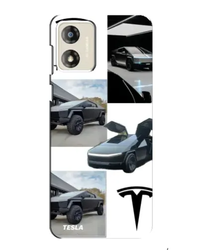 Чехол для Motorola MOTO E13 с картинкой «Коллаж Cybertruck Tesla»