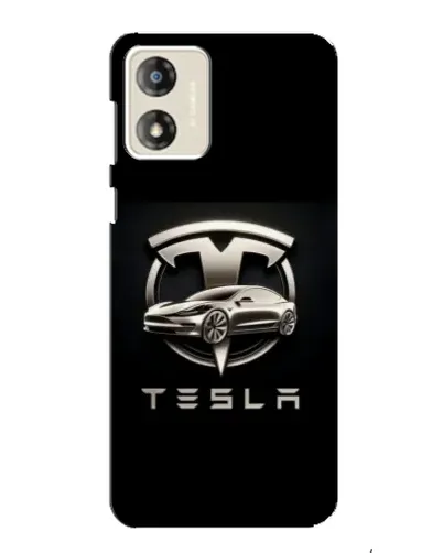 Чехол для Motorola MOTO E13 с картинкой «Tesla — серебристое авто»