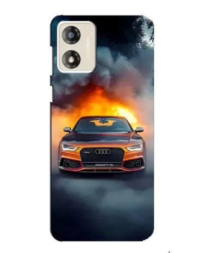 Чехол для Motorola MOTO E13 с картинкой «Audi в огненном дыму»