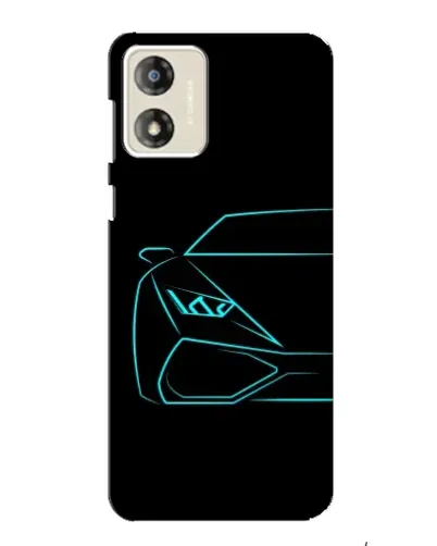 Чехол для Motorola MOTO E13 с картинкой «Голубой силуэт Lamborghini»