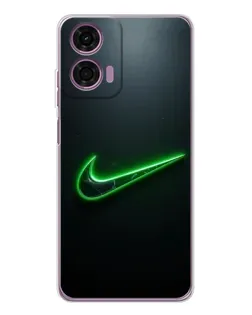Чехол для Motorola Moto E14 с картинкой «Неоновый контур Nike»