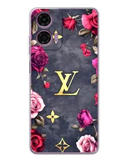 Чехол для Motorola Moto E14 с картинкой «Цветочный Louis Vuitton»