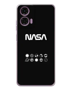 Чехол для Motorola Moto E14 с картинкой «NASA — технический принт»