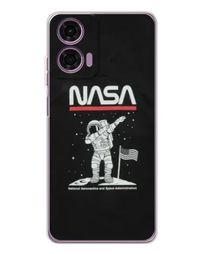 Чехол для Motorola Moto E14 с картинкой «NASA — шагаем по Луне»