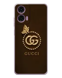 Чехол для Motorola Moto E14 с картинкой «Gucci — золотая бабочка»