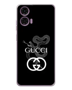 Чехол для Motorola Moto E14 с картинкой «Gucci — серебряная змея»
