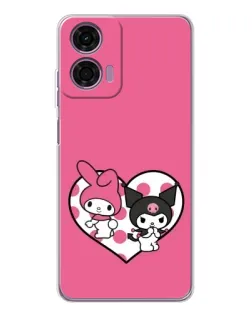 Чехол для Motorola Moto E14 с картинкой «Kuromi и My Melody» Чехол для Motorola Moto E14 с картинкой «Kuromi и My Melody»