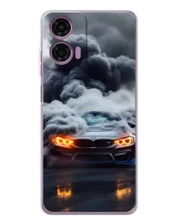 Чехол для Motorola Moto E14 с картинкой «BMW в дыму»