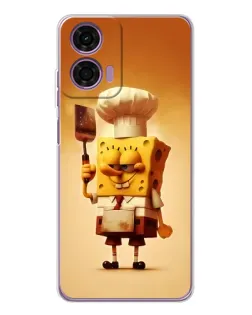 Чехол для Motorola Moto E14 с картинкой «Губка Боб повар»