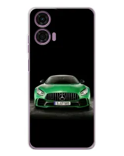 Чехол для Motorola Moto E14 с картинкой «Mercedes — неоновый лого»