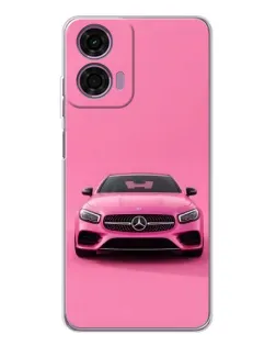 Чехол для Motorola Moto E14 с картинкой «Розовый Mercedes AMG»