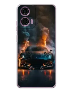 Чехол для Motorola Moto E14 с картинкой «Lamborghini дымная эстетика»