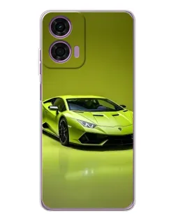 Чехол для Motorola Moto E14 с картинкой «Салатовый Lamborghini Huracan»