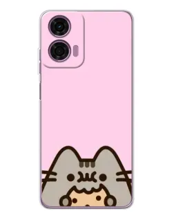 Чехол для Motorola Moto E14 с картинкой «Pusheen и печенье»