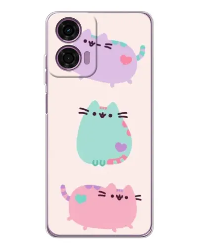 Чехол для Motorola Moto E14 с картинкой «Pusheen трио»
