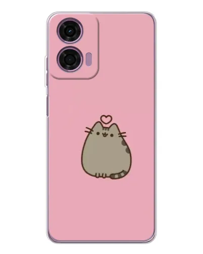 Чехол для Motorola Moto E14 с картинкой «Pusheen сердце»