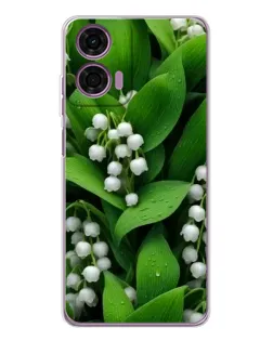 Чехол для Motorola Moto E14 с картинкой «Ландыши в зелени»