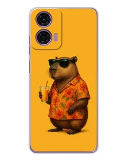 Чехол для Motorola Moto E14 с картинкой «Капибара на отдыхе»