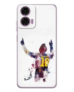 Чехол для Motorola Moto E14 с картинкой «Акварельный Месси Барселона»