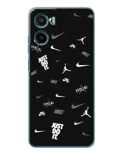 Чехол для Motorola Moto E15 с картинкой «Nike Black Pattern»