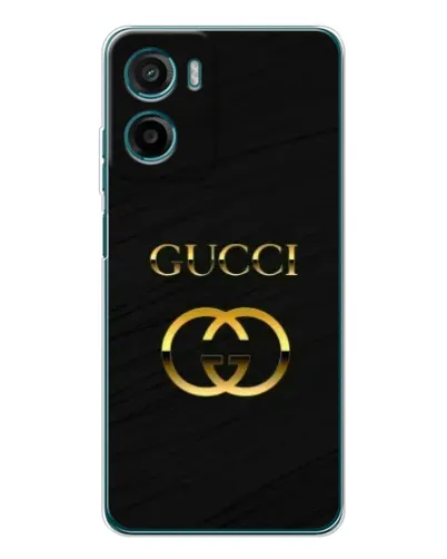 Чехол для Motorola Moto E15 с картинкой «Золотой логотип Gucci»