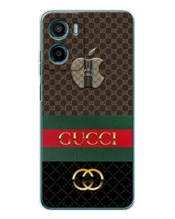 Чехол для Motorola Moto E15 с картинкой «Gucci — брендированный десерт»