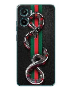 Чехол для Motorola Moto E15 с картинкой «Gucci — змея на полосе»