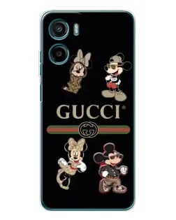 Чехол для Motorola Moto E15 с картинкой «Gucci — герои Disney и монограмма»