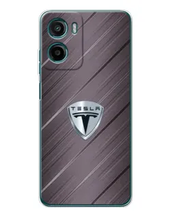 Чехол для Motorola Moto E15 с картинкой «Металлическая текстура Tesla»