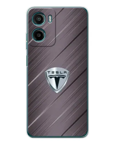 Чехол для Motorola Moto E15 с картинкой «Металлическая текстура Tesla»