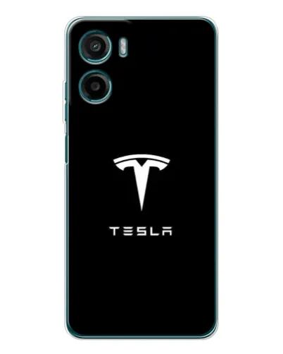 Чехол для Motorola Moto E15 с картинкой «Tesla White Logo»