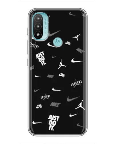 Чехол для Motorola MOTO E20 с картинкой «Nike Black Pattern»