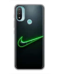 Чехол для Motorola MOTO E20 с картинкой «Неоновый контур Nike»