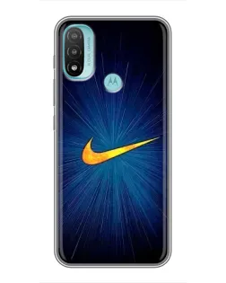 Чехол для Motorola MOTO E20 с картинкой «Синий пульс Nike»