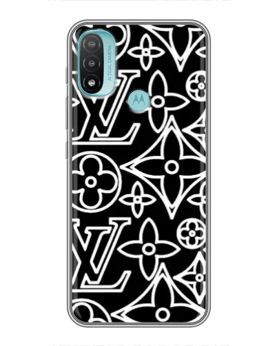 Чохол для Motorola MOTO E20 з картинкою «Чорно-білий візерунок LV»